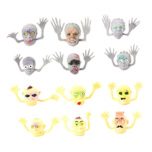 ADOCARN 12St Halloween Finger betten Halloween-Streichspielzeug Halloween-Taschenfüller Spielzeuge Zombie-Finger-Requisiten Halloween-Fingerpuppen Geisterkopf Fingerlinge Fingerbett PVC von ADOCARN