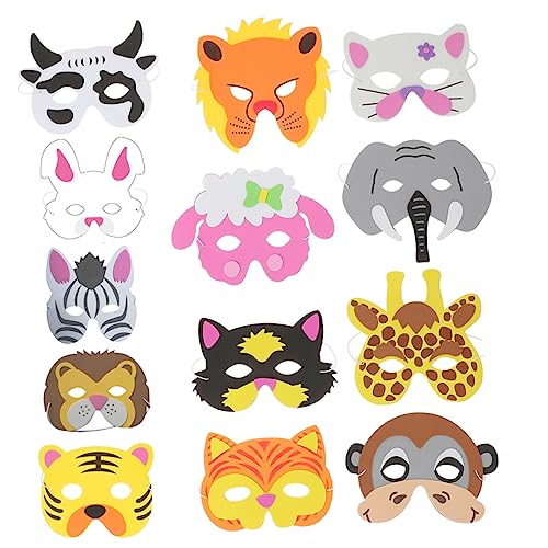 ADOCARN 13Stücke Tiermasken DIY für Atmungsaktive Cosplay Masken aus Stabilem Material für Karneval Partys und Kreative Bastelprojekte mit Realistischen Tiermotiven von ADOCARN