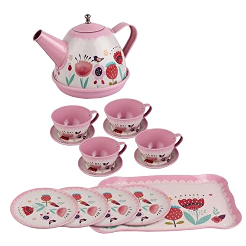 ADOCARN 14 Teiliges Simulations Teeservice Miniaturtassen Mini Hauszubehör Kaffeetasse Miniatur Mini Miniatur Küchenzubehör Miniatur Küchenutensilien Mini Teekannen Weißblech von ADOCARN