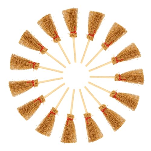 ADOCARN 15 Stück Besen Deko Teiliges Halloween Weihnachtsdekoration Realistische Besen für Puppenhäuser DIY Projekte von ADOCARN