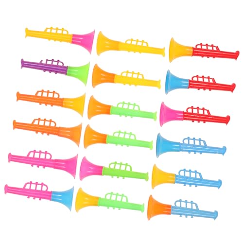 ADOCARN 18 Stück Mini Lautsprecher Kinder Trompetenspielzeug Kleine Trompeten Spielzeug Mini Kunststoff Trompete Für Kinder Horn Spielzeug Trompete Spielzeug Mini Trompeten Trompete von ADOCARN