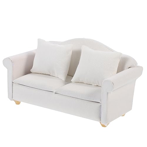 ADOCARN 1pc Puppenhaus Mini Sofa Weiß Stoff Mini Landschaft Sofa für von ADOCARN