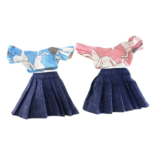 ADOCARN 2 Sätze Teiliges Puppenkleidung mit Bunny Muster Oberteil und Rock für Puppen für Kreatives für Puppenliebhaber ADOCARN 2 Sätze Teiliges Puppenkleidung mit Bunny Muster Oberteil und Rock für Puppen für Kreatives für Puppenliebhaber von ADOCARN