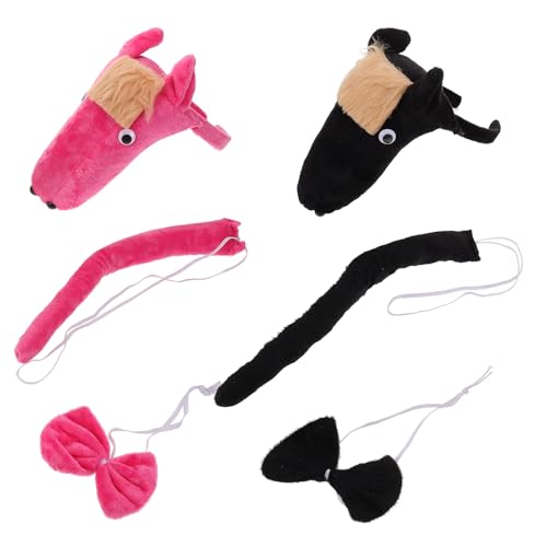ADOCARN 2 Sets Pferdekostüm-Zubehör: Tier-Stirnband und – Halloween-Cosplay-Set – Pferdeohren, Stirnband, Fliege, für Kostümparty von ADOCARN