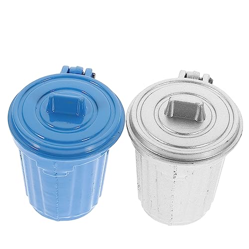 ADOCARN 2 Stück 1:12 Miniatur Puppenhaus Mülleimer Blau Silber Mini Mülleimer Miniatur Puppenhaus Zubehör Mini Mülleimer Mini Tiny House Zubehör Sand Tisch von ADOCARN