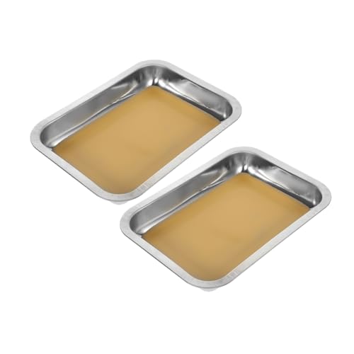 ADOCARN 2 Stück Anatomietablett Wachsbeschichtetes Seziertablett Sezierwachstablett Metall Seziertablett Nierentablett Labor Sezierpfanne Labortabletts Sezierplatte Khaki Edelstahl von ADOCARN