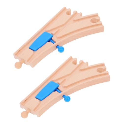 ADOCARN 2 Stück Blaue Gleise, Holzeisenbahnschienen, Erweiterungsschienenschnalle, Holzeisenbahnschienenerweiterung, Spielzeugeisenbahnen, Holzeisenbahnschienenzubehör, Holzbrett, von ADOCARN