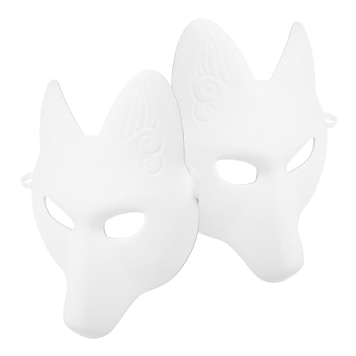 ADOCARN 2 Stück DIY Fuchsmaske Halloween Unbemalte Maske Halloween Unbemalte Blankomaske Maskenballmaske Für Männer Tiermaske Halloween Blankomaske Halloween Partyzubehör Kinder Halloween von ADOCARN