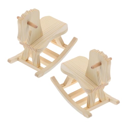 ADOCARN 2 Stück Kinder Pferdespielzeug Aus Holz, Kinderornament, Bastelset, Miniaturspielzeug, Kinderspielzeug, Minihaus, Holzschaukelpferd, Holz Babyschaukelspielzeug, Minispielzeug, von ADOCARN