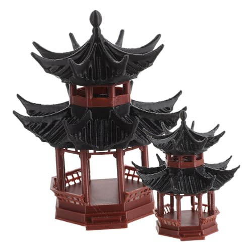 ADOCARN 2 Stück Mikro Landschaftspavillon Bonsai Figuren, Pavillon, Aquarium, Tischdekoration, Simulationspavillon Statue, Pavillon Dekorationen, DIY Bonsai Ornamente, Gartendekoration, von ADOCARN