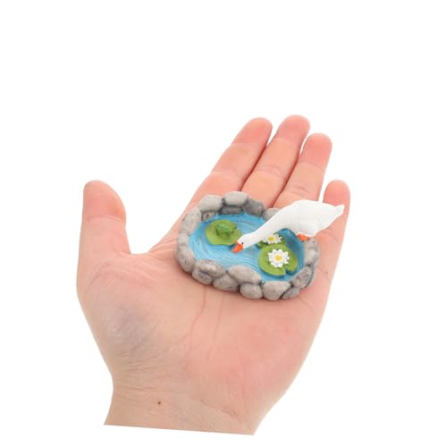 ADOCARN 2 Stück Miniatur Gänse Statue aus Harz Kleine Teich Dekoration Figuren für Garten DIY Mini Teichlandschaft Wetterfeste Gartendeko für Balkon und Innenbereich von ADOCARN
