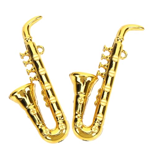 ADOCARN 2 Stück Saxophon Simuliertes Musikinstrument für Puppenhaus Dekoration Aus Gefertigt Leicht und Langlebig und Sammlerstück Detailverarbeitung für Einzigartiges Erscheinungsbild von ADOCARN