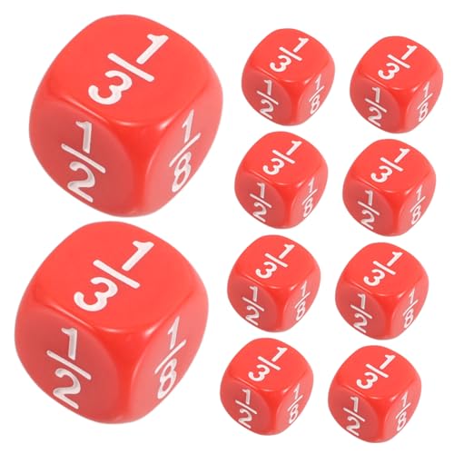ADOCARN 20 Stück Bruchwürfel Kartenspielzubehör Spielwürfel Denksportwürfel Spielwürfel Für Den Unterricht Standardspielwürfel Mathespiele Würfel Zum Mitnehmen Brettspielwürfel Acryl Rot von ADOCARN