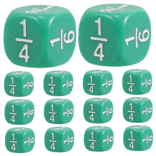 ADOCARN 20 Stück Bruchwürfel Mehrseitige Würfel Rechenwürfel Polyederwürfel Standardspielwürfel Hofwürfel Denksportwürfel Spielwürfel Freche Würfel Barwürfelspiel Grünes Acryl von ADOCARN