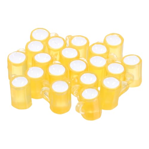 ADOCARN 20 Stück Mini Bierkrug Mini Puppenhauszubehör Puppenhausminiaturen Miniaturhausmöbel Puppenhaus Mini Bier Miniatur Puppenhauszubehör Miniatur Szenenmodell Harz Gelb von ADOCARN