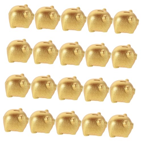 ADOCARN 20 Stück Puppenhausschwein Puppenhaus Sparschwein Miniaturraumdekoration Puppenhaus-Miniaturmöbel winzige Puppenstubenmöbel Puppenhaus winzige Möbel Mini-Sparschwein Plastik Golden von ADOCARN