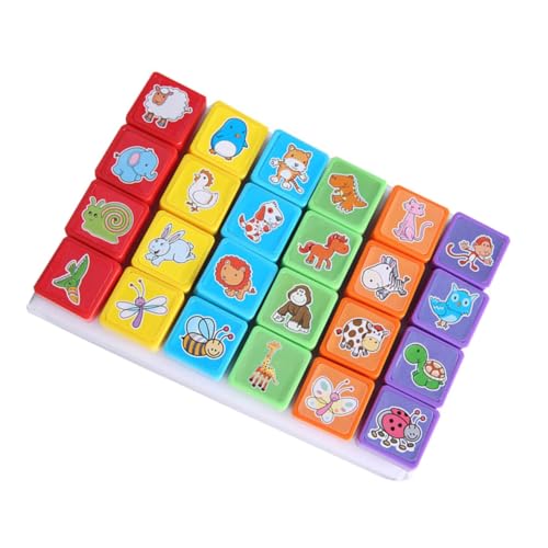 ADOCARN 24 Stück Stempel mit Cartoon Tieren Vorinstallierte Stempel für Bastelprojekte Geburtstagsfeiern Schulprojekte und Weihnachtsdekorationen von ADOCARN