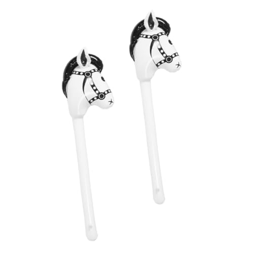 2St aufblasbarer Pferdestock Pferdestockspielzeug Aufblasbare Steckpferde für Kinder pferde spielzeug aufblasbare tiere Stockpferde für Erwachsene Spielzeug-Pferdestock PVC Weiß von ADOCARN
