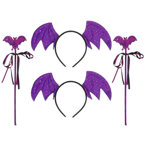 ADOCARN 2er-Set Halloween-Fledermaus-Stirnband, Feenstab-Set: Fledermausflügel-Haarbänder, Tier-Kopfbedeckung, Haarreifen-Accessoires, Verkleidung für Frauen, Halloween-Party, Cosplay-Zubehör ADOCARN 2er-Set Halloween-Fledermaus-Stirnband, Feenstab-Set: Fledermausflügel-Haarbänder, Tier-Kopfbedeckung, Haarreifen-Accessoires, Verkleidung für Frauen, Halloween-Party, Cosplay-Zubehör von ADOCARN
