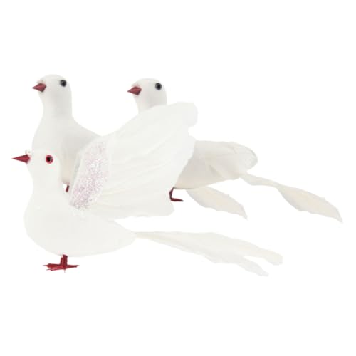ADOCARN 3stücke Realistische Künstliche Weiße Tauben Für Hochzeit Und Garten Simulierte Vögel Zur Dekoration Von Veranstaltungen Und Grünanlagen Lebensnahe Dekofiguren Für von ADOCARN