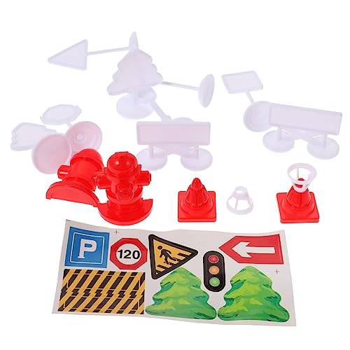 ADOCARN 4 Sets Mini Verkehrsschild Barrikaden, Verkehrsspielzeug Für Kinder, Miniatur Straßensperren Spielzeug, Verkehrsschild Spielzeug, Straßenschild Spielzeug, Modell, von ADOCARN