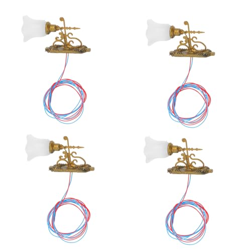 ADOCARN 4 Stück Miniatur Wandlampe Realistische Lampen für Miniatur Szenen Puppenhaus Dekoration Warmweißes Licht Goldene Farbe für Sandtisch Mini Hausgestaltung ADOCARN 4 Stück Miniatur Wandlampe Realistische Lampen für Miniatur Szenen Puppenhaus Dekoration Warmweißes Licht Goldene Farbe für Sandtisch Mini Hausgestaltung von ADOCARN