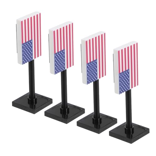 ADOCARN 4 Stück Miniatur-amerikanische Flagge - Bausteine ​​Spielzeug Mini-armeefiguren Zubehör Unabhängigkeitstag Themen-soldatenblöcke Für Kinder von ADOCARN