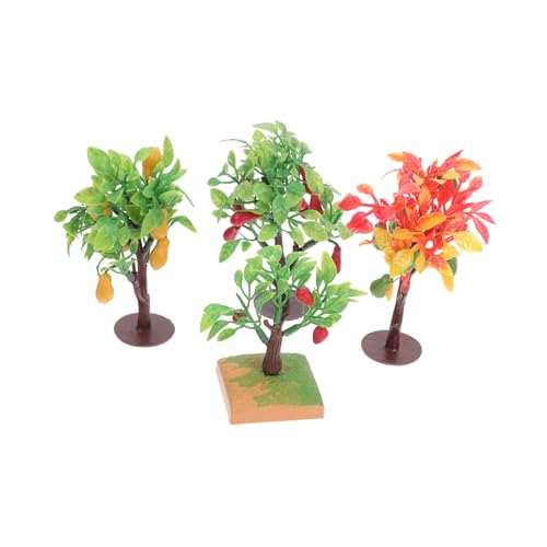 ADOCARN 4 Stück Obstbaum Sandtischbäume, Mini Pflanzendekor, Modelleisenbahn Zubehör, Obstbaummodell, Miniaturbäume Zum Basteln, Baumbaumodell, Plastikbäume, Pflanzen, Modellschmuck von ADOCARN