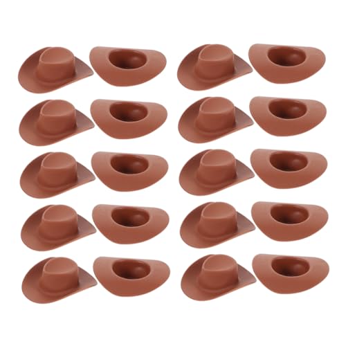 ADOCARN 40st Mini-cowboyhut Cowgirl-Stiefel Kappe Mini-Hut Kleiner Hut Outfits Miniaturhüte Puppe Zubehör Mini-cowboyhüte Basteln Cowboyhut Aus Trucker-mützen Brown von ADOCARN