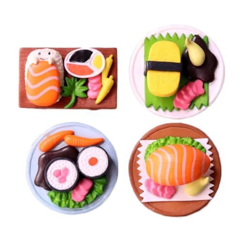 ADOCARN 4pcs Simulierte Japanische Sushi Miniaturen Puppenhaus Miniaturen Kuchen Dekoration Künstliche Sushi Gefälschte Lebensmittel Schreibtisch Topper PVC Künstliches Sushi Modell Japanische von ADOCARN