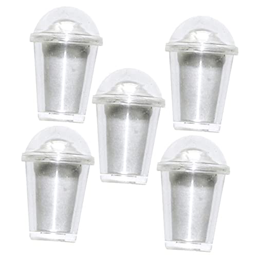 ADOCARN 5 Sätze Mini-Milchteetasse süße Sticker Miniatures puppenhauszubehör Modellbäume Obstschale mit Deckel Abs Tiny House-Accessoires puppenhaus zubehör mini Harz Weiß Wiederverwendbar von ADOCARN