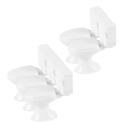ADOCARN 5 Stück Toilettenmodell Badezimmermodell Spielzeug Mini Haustoilette Kleine Hausmöbel Mini Kunststofftoilette Minimöbel Puppenhaus Zubehör Puppenbadezimmermöbel von ADOCARN