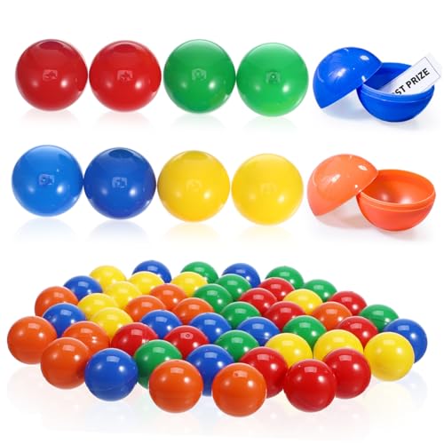 ADOCARN 50 Stück Teiliges Bunte Befüllbare Tombola Kugeln Teilbare Kunststoff Loskugeln für Party Auslosung Gewinnspiele und Festliche Aktivitäten Langlebig und Farbintensiv von ADOCARN
