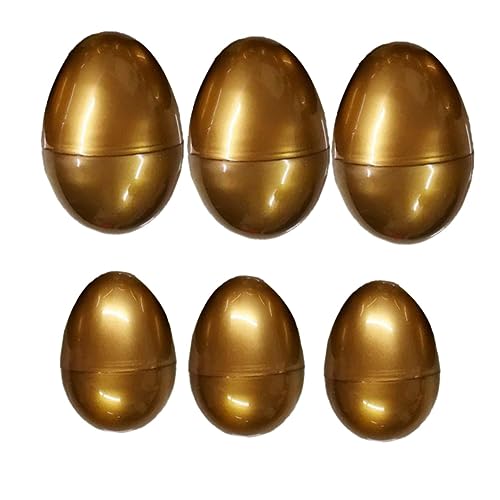 ADOCARN 6 Stück Goldene Ostereier aus Kunststoff Leere Eier für Ostereiersuche und Kreative Dekoration und Robust und Wiederverwendbar von ADOCARN