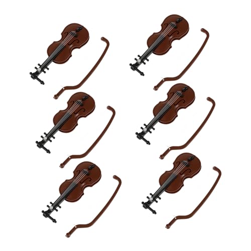ADOCARN 6 Stück Mini -geigendekoration Violine Dekoration Hausdeko Mini Mini-Musikinstrument-Dekorationen Instrumentenmodell Simulationsgeigenmodell Geigendekore Plastik Kaffee von ADOCARN