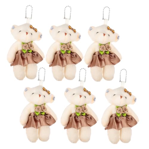 ADOCARN 6 Stück Plüsch Schlüsselanhänger Teiliges Süße Hochzeitsdeko Niedliche Tiny Bear Anhänger für Taschen Diy Bastelprojekte für und Dekorationen von ADOCARN