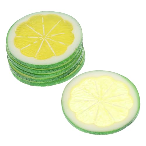 ADOCARN 6 Stück Simulierte Fruchtscheiben, Plastik Zitronenscheiben, PVC Zitronenscheiben, Künstliche Früchte, Gefälschtes Obstmodell, Künstliche Zitronenscheiben, Modell, Künstliches von ADOCARN