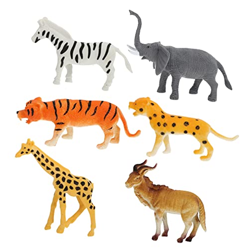ADOCARN 6Stücke Teiliges Simulation Tierfiguren für Realistische Wildtier Modelle Giraffe Elefant Leopard Zebra Tiger Pädagogisches Kreativität von ADOCARN