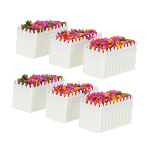 ADOCARN 6st Dekorativer Pflanzer Puppenhaus Blumenbeete Pflanzen Blumen- Puppenhaus Pflanzer Häuser Feengartenblumen Miniaturpuppenhaus Im Freien Gartenpuppe Miniaturen Harz Colorful von ADOCARN
