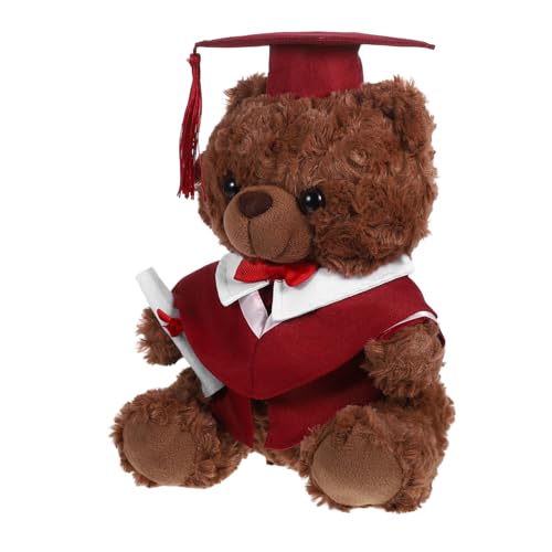 ADOCARN Arztanzugbär Puppe Abschlussbär Puppe Weiches Arztspielzeug Junggesellenbär Kuscheltier Mini-Plüsch-Abschluss-Stofftier Doktorbär-Abschluss Grad Bär Plüschbär PP Baumwolle rot von ADOCARN