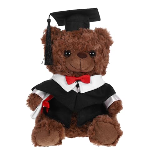 ADOCARN Arztanzugbär Puppe Abschlusssaison Runde Bär Weiches Arztspielzeug Abschlussbär Puppe Doktorbär-abschluss Junggesellenbär Mini-abschluss-stoffbären Bärentierpuppen Plüsch Schwarz von ADOCARN