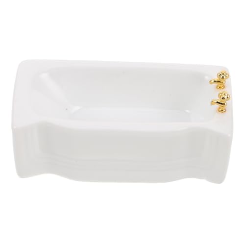 ADOCARN Badewanne für Puppenhaus Weiße Keramik Badewanne Quadratisch Maßstab Perfektes Zubehör für Sammler und Dekoration von Spielzeugwohnungen von ADOCARN