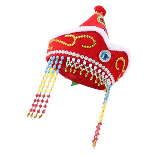 ADOCARN Ethnische Chinesische Kappe Für Kinder Party Versorgung Cosplay Hut Karneval Kopfschmuck Rot von ADOCARN