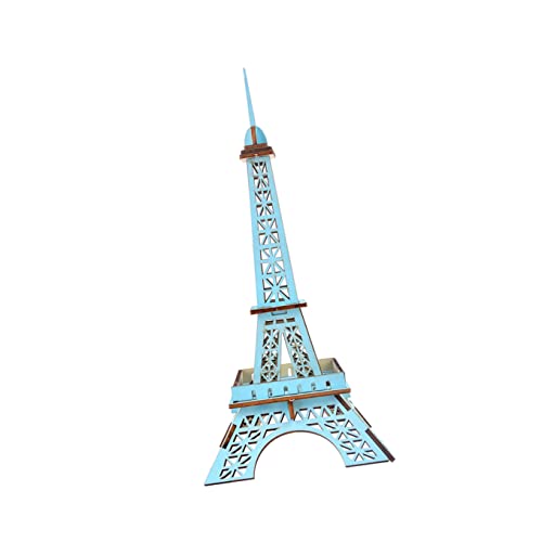 ADOCARN Eiffelturm Architektur Puzzle Handwerk Teens Lehrtisch DIY Kit Erwachsene Ornament Gebäude D Blau Für Studenten Desktop Turm Tafel Dekor Lustig Ornamentblue Puzzle Exquisite von ADOCARN