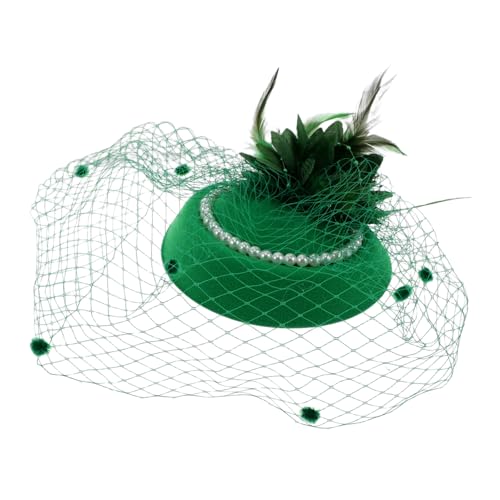 ADOCARN Eleganter Teeparty Hut mit Schleife und Schleier Vintage Perlenkopfschmuck für Hochzeiten und Formelle Anlässe von ADOCARN