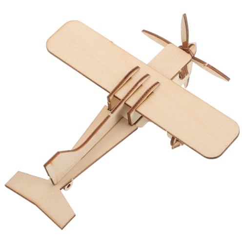 ADOCARN Holzflugzeugmodell -Flugzeug Kuchendeckel Flugzeug Handwerkliche Verzierung 3D-holzflugzeug Unfertiges Holzflugzeug Partyhandwerk Flugzeugschmuck Retro-Handwerk Hellbraun von ADOCARN
