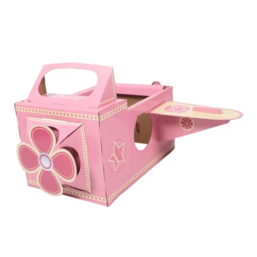 ADOCARN Kinderflugzeugkarton Kinderkartonflugzeugkostüm DIY Tragbares Flugzeugkartonkostüm Tragbares Flugzeugkostüm Kinderkartonkostüm Kinderspielzeugflugzeug Rosa Papier von ADOCARN