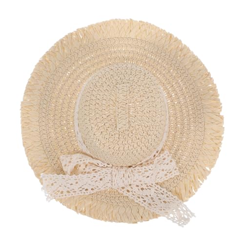 ADOCARN Miniature Western Straw Hats für DIY Dekorationen Beige Teiliges für Puppen Partys und Bastelprojekte Stilvolles Accessoire mit Eleganten Spitzenbändern für Themenfeiern und von ADOCARN