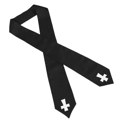 ADOCARN Pastors Schalkostüm Reversible mit Quasten gestohlen Hochzeit mit Kreuz gestohlen Sticked Cross gestohlen Chor Stahl mit Stickerei Friar Kostüm Männer Chemiefasermischung Schwarz von ADOCARN