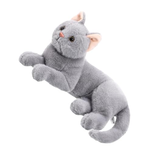 ADOCARN Plüsch Katzen Graue Katzen Plüschfigur Dekorative Katzenpuppe für Heimdekoration Niedliches und Lebensechtes Kuscheltier für Katzenliebhaber von ADOCARN